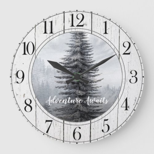 Rustic Forest Tree Distressed Wood Adventure Large Clock