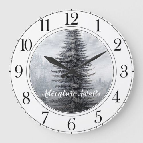 Rustic Forest Tree Woods Adventure Awaits Large Clock