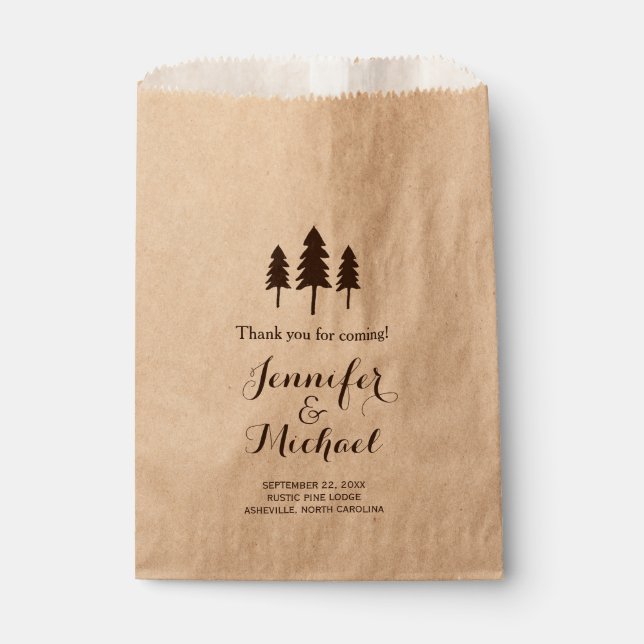 Rustic Forest Trees Wedding Thank You Candy Buffet Favor Bag (Front)