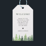 Rustic Forest Trees Wedding Welcome Bag Gift Tags<br><div class="desc">Rustic watercolor forest trees,  wedding welcome gift bag tags. Back of tag,  shown in dark forest green color,  can be customized.</div>
