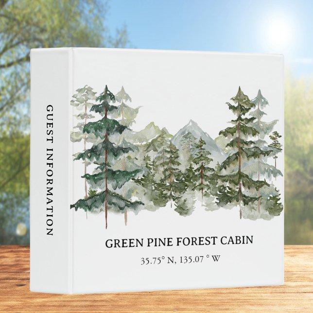 Rustic Forest Vacation Rental Guest Information 3 Ring Binder (In situ)