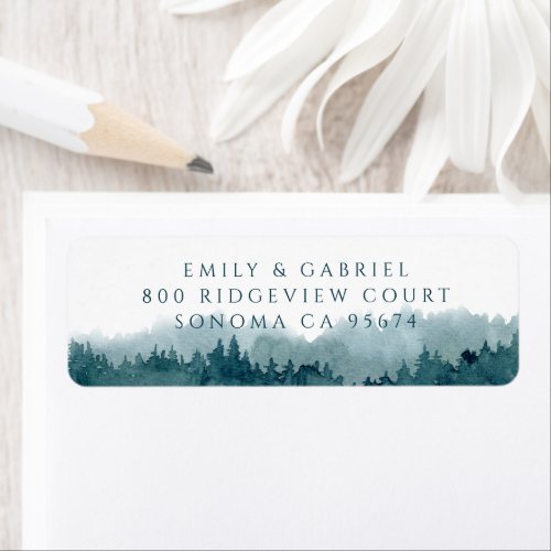 Rustic Forest Watercolor Couple Return Address Label