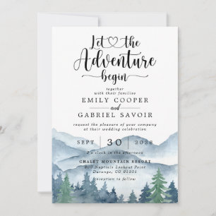 Rustic Forest Watercolor Wedding Invitation