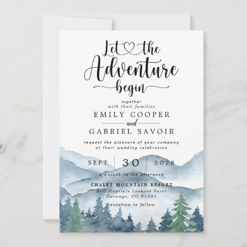 Rustic Forest Watercolor Wedding  Invitation