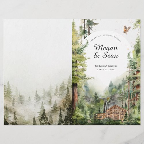 Rustic Forest Waterfall Wedding Program