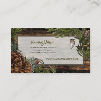 Rustic Forest Wedding Dark Wood Evergreen Bough Enclosure Card