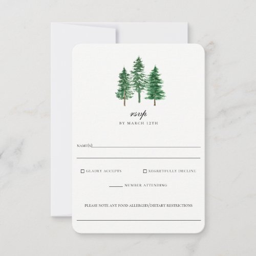 Rustic Forest Wedding Food Allergy RSVP Card