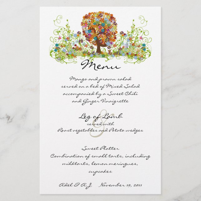 Rustic Forest Wedding Menu (Front)