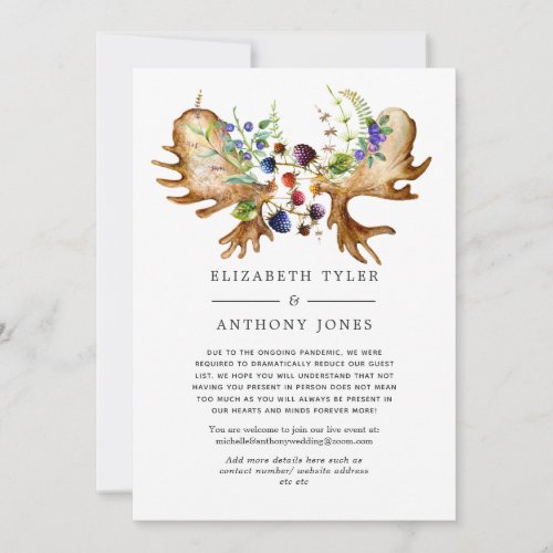 Rustic Forest Wedding Reduced Guest List Announcement