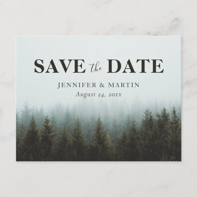 Rustic Forest Wedding Save The Date Postcard (Front)