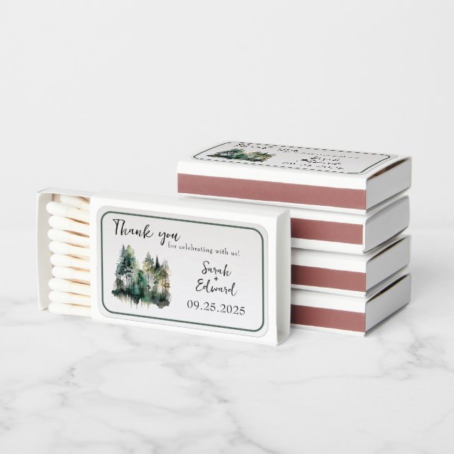 Rustic Forest Wedding Thank You Matchboxes (Stacked)
