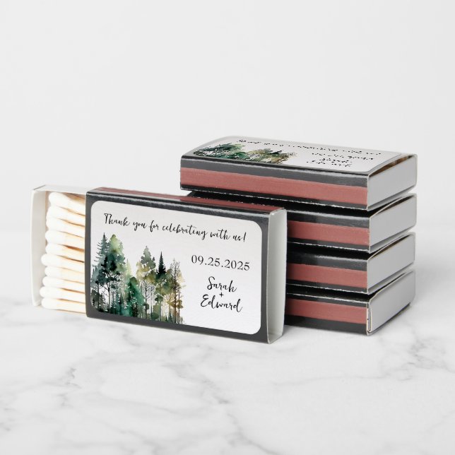 Rustic Forest Wedding Thank You Matchboxes (Stacked)