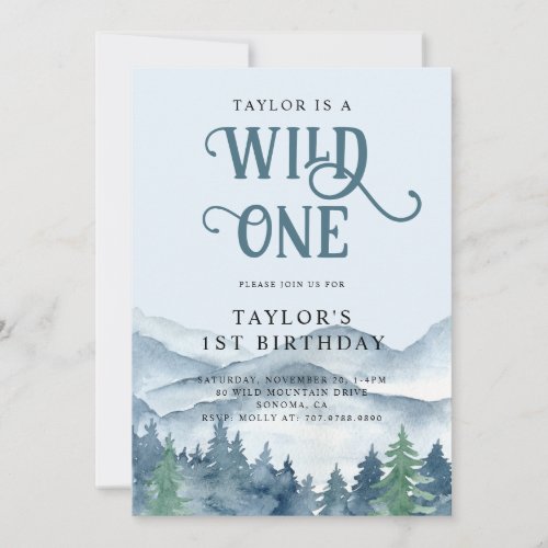 Rustic Forest Wild One 1st Birthday Invitation