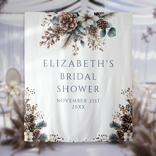 Rustic Forest Winter Bridal Shower Photo Backdrop (Rustic Forest Winter Bridal Shower Photo Backdrop)