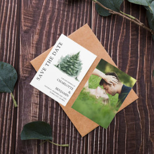 Rustic Forest Winter Wedding Photo Save The Date