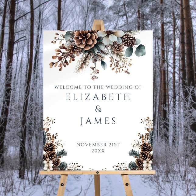 Rustic Forest Winter Wedding Welcome Sign (Rustic Forest Winter Wedding Welcome Sign)