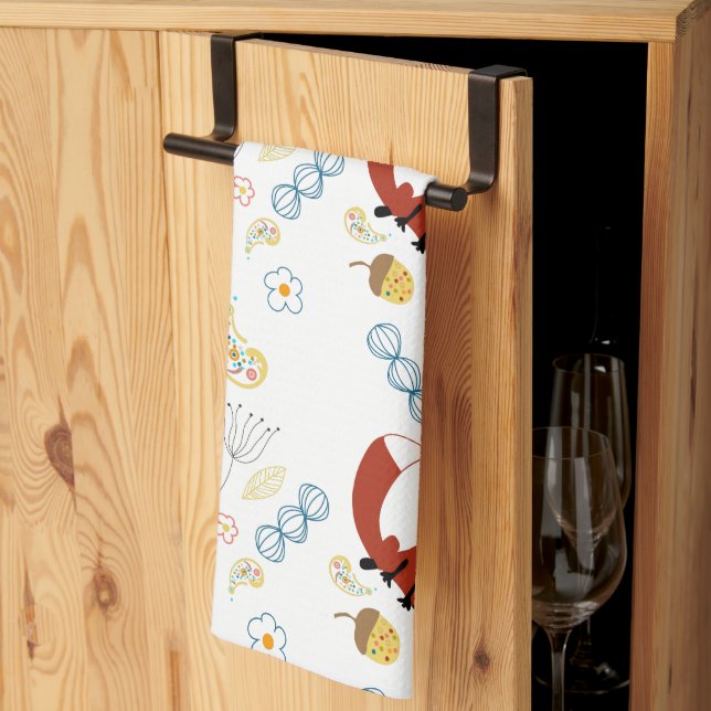 Rustic Forest Woodland Animals Fox Pattern Towel (Thirds Fold)