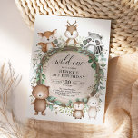 Rustic Forest Woodland Animals Wild One Birthday Invitation<br><div class="desc">Celebrate your little boy's special milestone with this wonderful woodland-themed 1st birthday invitation. The design features a group of adorable forest animals and botanical greenery elements.</div>