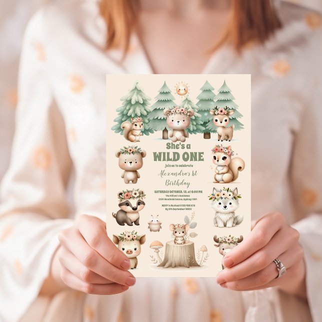 Rustic Forest Woodland Animals Wild One Birthday Invitation (Creator Uploaded)