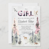 Rustic Forest Woodland Baby Shower Invitation