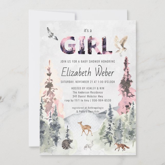 Rustic Forest Woodland Baby Shower Invitation (Front)