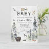 Rustic Forest Woodland Bear Baby Shower Invitation (Standing Front)