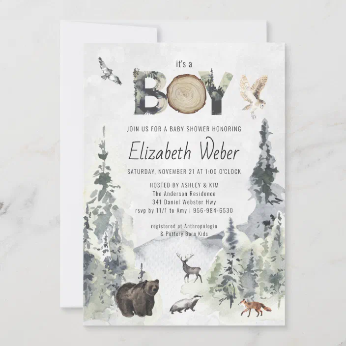 Printable Woodland Baby Shower Watercolor Forest Oh Deer Baby Shower Invitation Boy Classic Deer Invite Customized for you