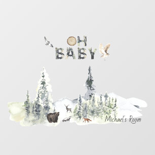 Rustic Forest Woodland Bear Monogram Wall Decal
