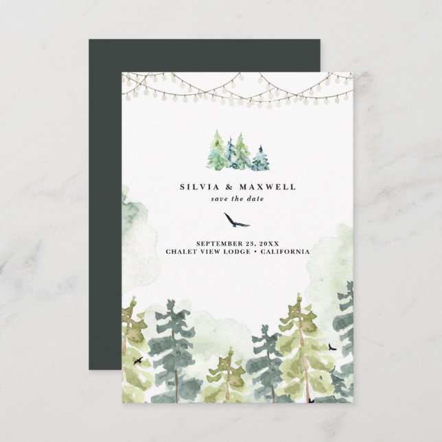 Rustic Forest Woods Wedding Save the Date (Front/Back)
