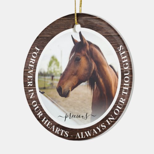 Rustic Forever in our Hearts Horse Memorial Ceramic Ornament