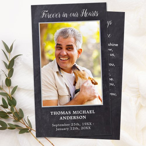 Rustic Forever in our Hearts Memorial Prayer Card