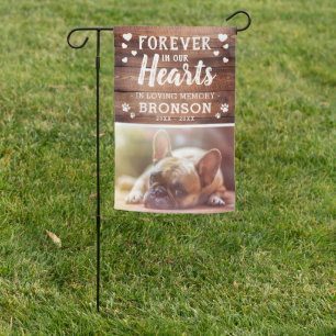 Rustic Forever In Our Hearts Pet Memorial Photo Garden Flag