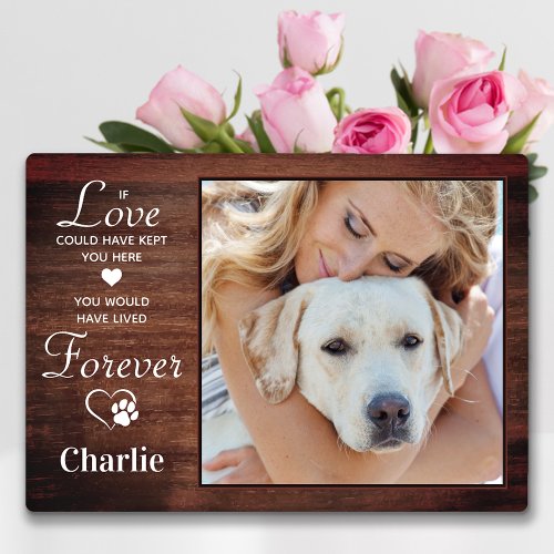 Rustic Forever Personalized Pet Dog Memorial Photo Plaque