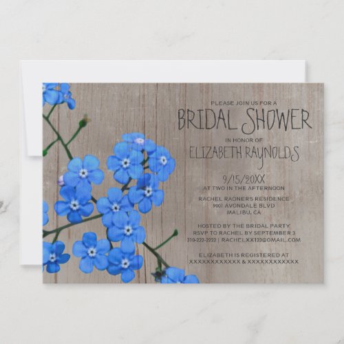 Rustic Forget-Me-Not Bridal Shower Invitations