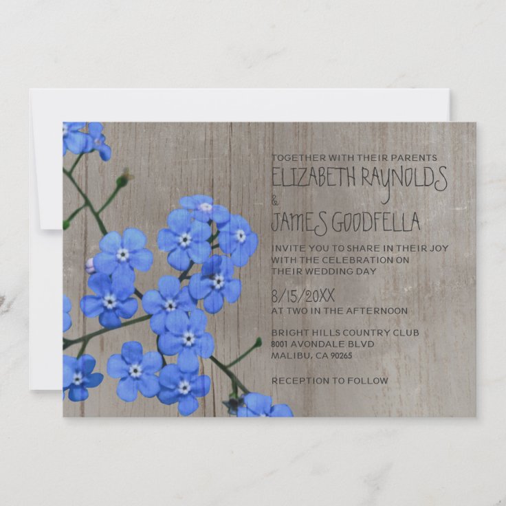 Rustic Forget-Me-Not Wedding Invitations | Zazzle