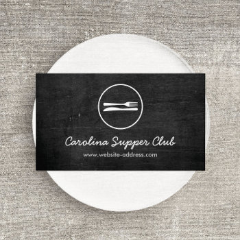 Rustic Fork & Knife Logo Business Card by 1201am at Zazzle