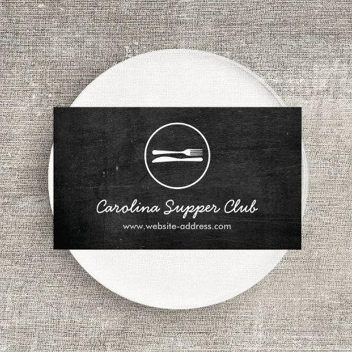 Customizable RUSTIC FORK & KNIFE LOGO Business Card