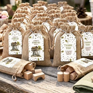 Rustic Fort Fun Boy's 4th Birthday Gift Tags