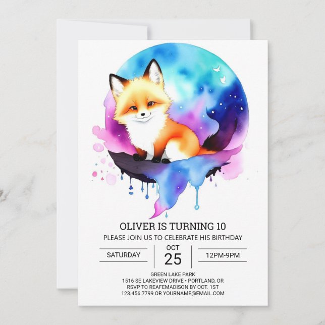 Rustic Fox Birthday Bliss Invitation (Front)