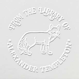 Rustic Fox Outline “From the Library of” Book Name Embosser