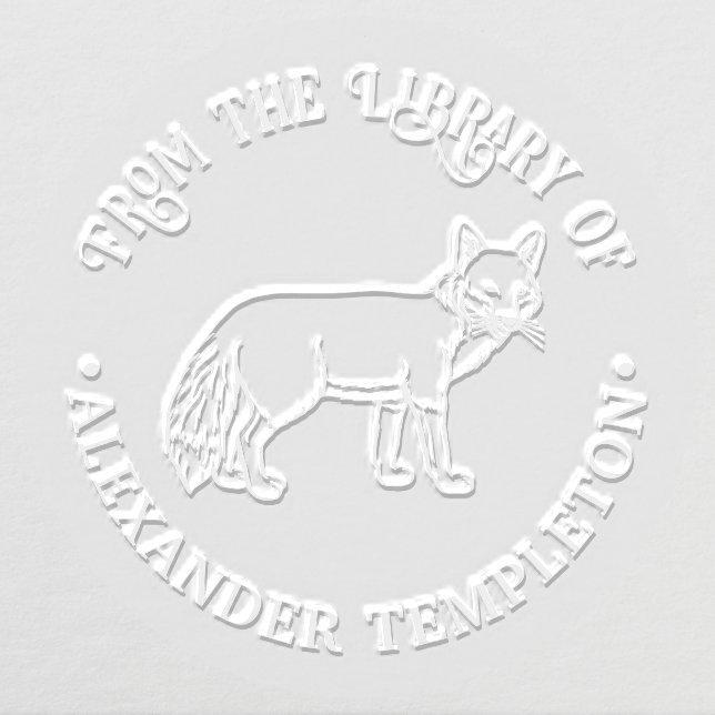 Rustic Fox Outline “From the Library of” Book Name Embosser (Design)