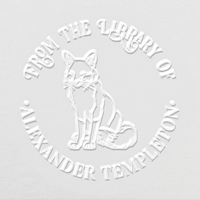 Rustic Fox Sitting “From the Library of” Book Name Embosser (Design)