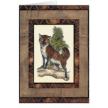 Rustic Fox Stepping on a Tree Trunk