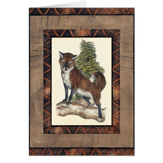 Rustic Fox Stepping on a Tree Trunk Cards (Front)