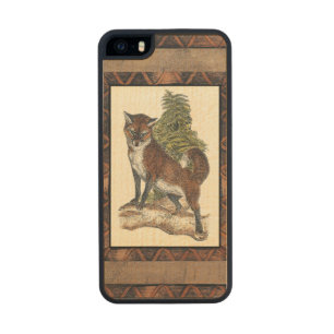 Rustic Fox Stepping on a Tree Trunk Wood Phone Case For iPhone SE/5/5s