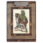 Rustic Fox Stepping on a Tree Trunk Clipboard