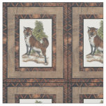 Rustic Fox Stepping on a Tree Trunk Fabric