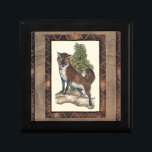 Rustic Fox Stepping on a Tree Trunk Gift Box<br><div class="desc">This rustic print illustrates a fox in front of a pine tree. The colors are in the soft pastel range and the framing of the picture has traditional motives in the brown gama. This designs would be a perfect addition to your country house decoration.</div>
