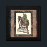 Rustic Fox Stepping on a Tree Trunk Gift Box<br><div class="desc">This rustic print illustrates a fox in front of a pine tree. The colors are in the soft pastel range and the framing of the picture has traditional motives in the brown gama. This designs would be a perfect addition to your country house decoration.</div>