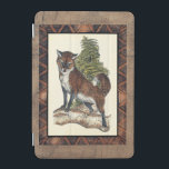 Rustic Fox Stepping on a Tree Trunk iPad Mini Cover<br><div class="desc">This rustic print illustrates a fox in front of a pine tree. The colors are in the soft pastel range and the framing of the picture has traditional motives in the brown gama. This designs would be a perfect addition to your country house decoration.</div>